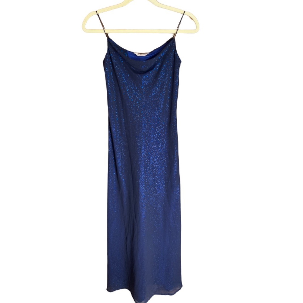 Vintage Sparkly Navy Dress V Neck 90s y2k 2000s wedding prom aesthetic